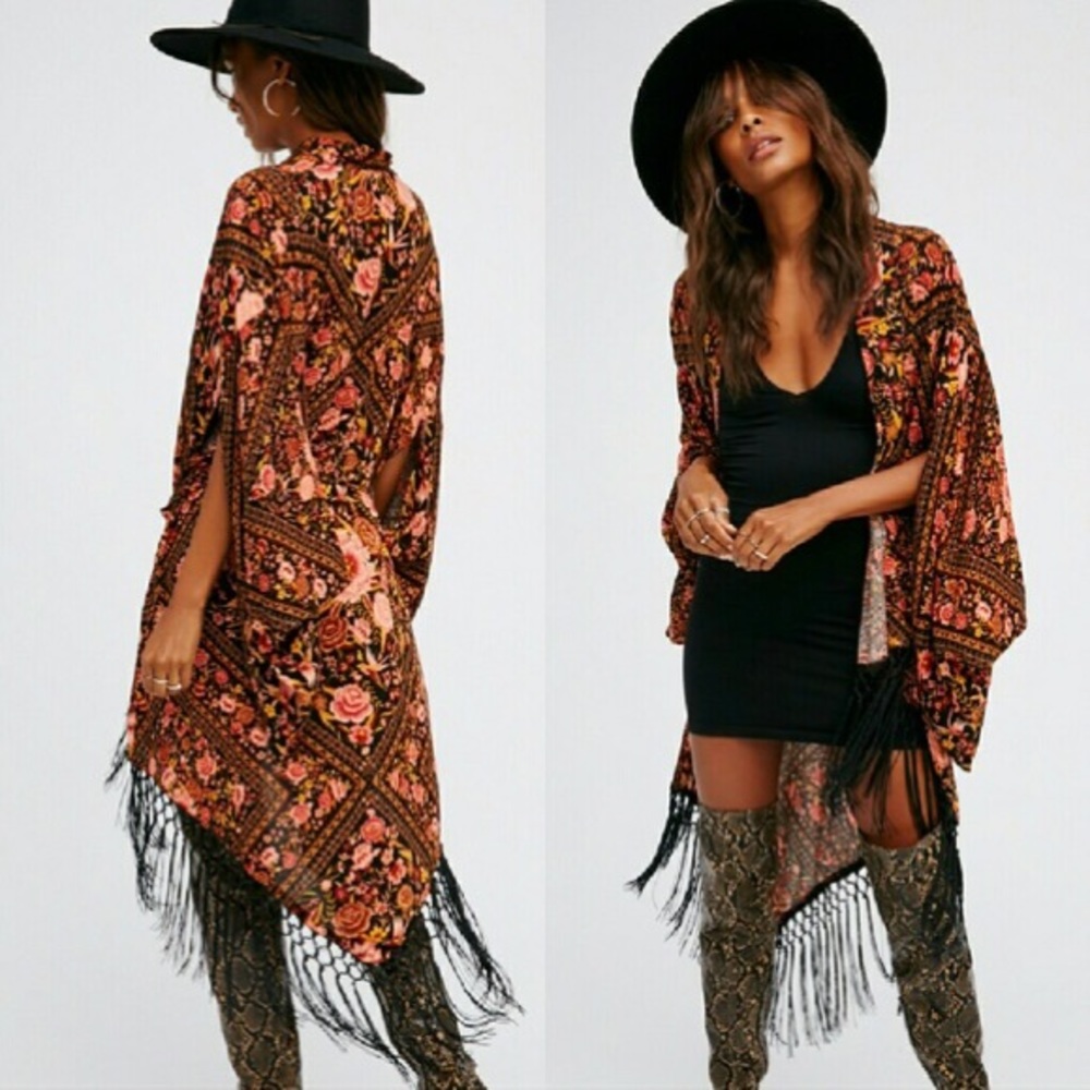 Free People Babushka Fringe Kimono